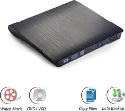 Externe DVD Brander - USB CD Station - Bestanden Archiveren - Verborgen USB Kabel - USB 3.0 - Zwart — thumbnail 3