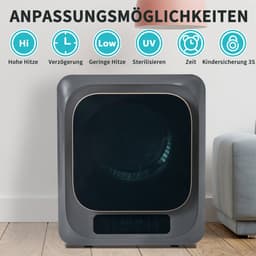 Re-purelife® Compacte Wasdroger met UV-Desinfectie - 6 Programma's - 3-4 kg Capaciteit - Geschikt voor Opbouw of Opstelling - Stille Werking & Helder LED-Display - Grijs — thumbnail 4