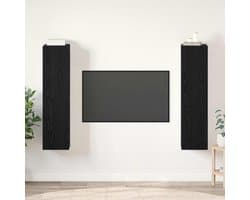 TV Kast Set - Wandmeubel Media - Woonkamer Opbergen - Zwart Eikenlook - 77cm Breed - Zwart