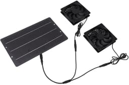 aladdien - Zonnepaneel Ventilator Kit - 10W Dubbele Uitlaat - Weerbestendig - Geschikt voor Kippenhokken en Kassen - Wandmontage - Multifunctioneel — thumbnail 1