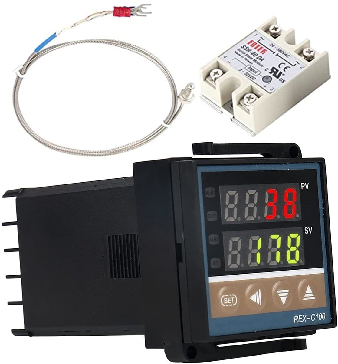 aladdien - REX-C100 LED PID-controllerkits - Digitale thermostaat - Slimme temperatuurregeling - Alarmfunctie - AC110V-240V - Geschikt voor industri.. — afbeelding 1