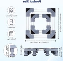 Verstelbaar onderstel voor wasmachine en droger met 12 poten, antislip en schokdemping, hoogte 45-68 cm, ideaal voor stabiliteit en bescherming — thumbnail 5