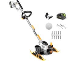 Accu grasmaaier - Elektrische trimmer - Tuinonderhoud - Drie messen - 16 cm maaibreedte - Zwart