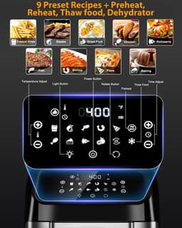 Royalty Line® AFO12601 Airfryer Oven - Airfryer XXL - 12 Liter Heteluchtoven met 12 Programma's - Touch Display Heteluchfriteuse - 1800W - Zwart / RVS — thumbnail 8