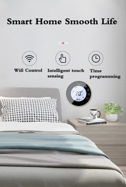 TechU™ Smart Thermostaat Round – Zwart met Witte Rand – Alleen voor Elektrische Vloerverwarming – Wifi & App – Google Assistant & Alexa – Persoonlijk programma instelbaar — thumbnail 4