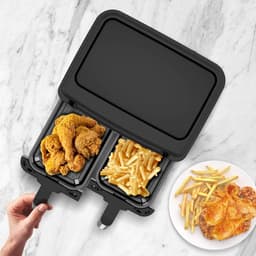 TurboTronic AF118 Dubbele Airfryer XXL - Digitale Heteluchtfriteuse - Dubbele mand - 7,6 Liter - 2x 3,8L - 12 programma's - Touchscreen - Zwart — thumbnail 4