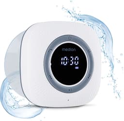 MEDION S66884 Douche radio met Bluetooth (badkamerradio, FM radio, zuignap, LED display, IPX6 waterproof, geïntegreerde oplaadbare batterij, MD43884) wit — thumbnail 1