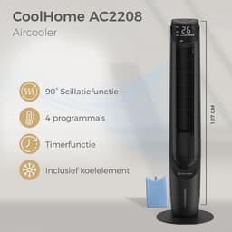 CoolHome AC2208 Aircooler- Luchtkoeler met draaifunctie - Afstandsbediening en App - Incl. Koelelement - 107 CM - Dimbaar LED scherm - Zwart — thumbnail 2