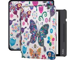 Lunso Geschikt voor Kobo Libra H20 hoes (7 inch) - sleep cover - Vlinders