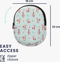 kwmobile hoes geschikt voor Sony WH-CH520 / WH-CH510 / MDR-ZX110 - 21,5 x 16 cm - Beschermhoes voor headset in Konijntjes en Bloemen design - Van neopreen - Met print — thumbnail 6