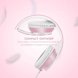 StayPowered Koptelefoon - Ingebouwde Microfoon - Lichtgewicht - Hoogwaardig Materiaal - Ademende Kussens - Roze/Wit - 1,5m lange Snoer - Opvouwbaar en Draagbaar - 3,5mm Aansluiting - Levering Sneller dan Aangegeven! — thumbnail 2