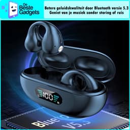 Draadloze oordopjes met oorclip Wit - Sport Oordopjes - Geschikt voor Apple en Android - Bluetooth 5.3 - Draadloze oortje Bluetooth - Sport Oordopjes - Bluetooth Oordopjes - Draadloze Oordopjes - Oortjes Draadloos - In-Ear Oordopjes — thumbnail 2