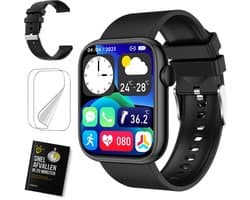 Zoluko Smartwatch voor Mannen & Vrouwen - Incl. Reserve Armbandje, Screenprotector en E-book - Sporthorloge met Fitness Tracker – Stappenteller Horloge – Fitness Watch – Zwart