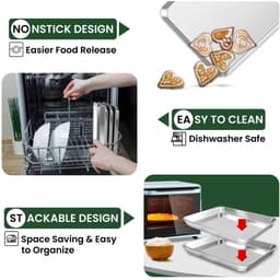 Ibenzoa® Veelzijdige Roestvrijstalen Bakplaat Set met Koelrooster voor Oven en Airfryer Gebruik — thumbnail 4