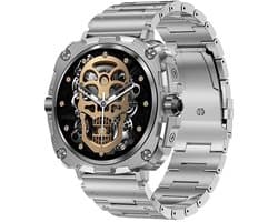 WizBay Premium Select® 1.43inch AMOLED Screen Smartwatch Dames Heren - Android en iOS - Bluetooth Call - 02 Zuurstof - Bloedruk - Dynamic Hartslag & Slaap Monitor - Message - Magnetic Laden - Smartwatches - Zilver met rvs Zilveren Band