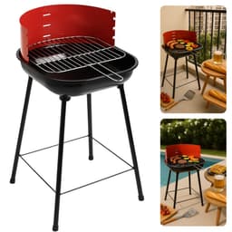 Cheqo® Houtskool Barbecue RVS - Houtskoolbarbecue - Verstelbaar Rooster - Ronde BBQ Rood/Zwart — thumbnail 1
