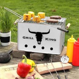 MikaMax - Grill King Houtskool BBQ - RVS - Inclusief Verwijderbare aslade & Inklapbare handvaten — thumbnail 4