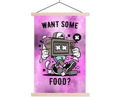 Posterhanger incl. Poster 120x180 cm - Schoolplaat - Televisie - Paars - Vintage - Textielposter - Blanke latten - Vaderdag cadeau - Geschenk - Cadeautje voor hem - Tip - Mannen