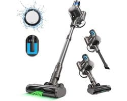 Steelstofzuiger Draadloos - Steelstofzuiger - Stofzuiger - Steelstofzuiger Snoerloos - Krachtige Zuigkracht - 33kPa - LED-scherm - 45 min. looptijd - 420 W - borstelloze motor - groen licht - grijs