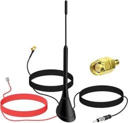 Digitale radio antenne voor auto met versterker - DAB+ FM/AM dakantenne met SMB-stekker DIN adapter - 5m kabel — thumbnail 1