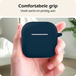 Hoesje - Geschikt voor Apple AirPods 4 - met Clip - Siliconen Hoes - Silicone Case Cover - Navy — thumbnail 4