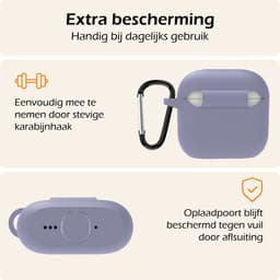 Hoesje - Geschikt voor Apple AirPods 4 - met Clip - Siliconen Hoes - Silicone Case Cover - Lila — thumbnail 5