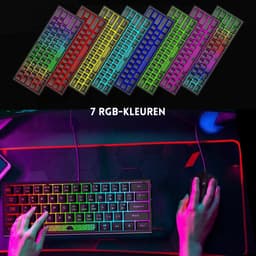 StayPowered 60% Compact Gaming Set - Ultieme RGB Game-ervaring - Mechanische Feeling - QWERTY Layout - Honeycomb 3200 DPI Muis - 3D Stereo RGB Speaker - Verlichte Muismat - Plug & Play - Zwart - Levering Sneller dan Aangegeven! — thumbnail 4