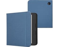 kwmobile e-reader hoesje geschikt voor Kobo Libra Colour hoes - E reader flip case met magneetsluiting - Ereader cover - Denim design in blauw