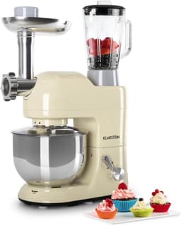Klarstein Blender Knetmaschine keukenmachine met Fleischwolf, 2000W Teigmaschine klein, 6 standen, Schneebesen - & Knethaken, planetair , roermachine met Mixer, keukenmachines met 5L kom - 1800W 5,2L - voor Keuken - RVS - Standmixer — thumbnail 1