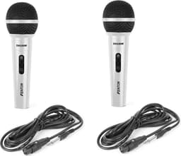 Karaoke microfoon - Fenton DM100W - Set van twee karaoke microfoons - Ook geschikt voor de DJ!- Wit — thumbnail 1