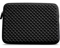 Coverzs Diamond Laptophoes 14 inch & 15,6 inch (zwart) - Laptoptas dames / heren geschikt voor o.a. 14 Inch laptop en 15,6 inch laptop - geschikt voor macbook hoes met ritssluiting - waterafstotende hoes met patroon - Vaderdag cadeau tip
