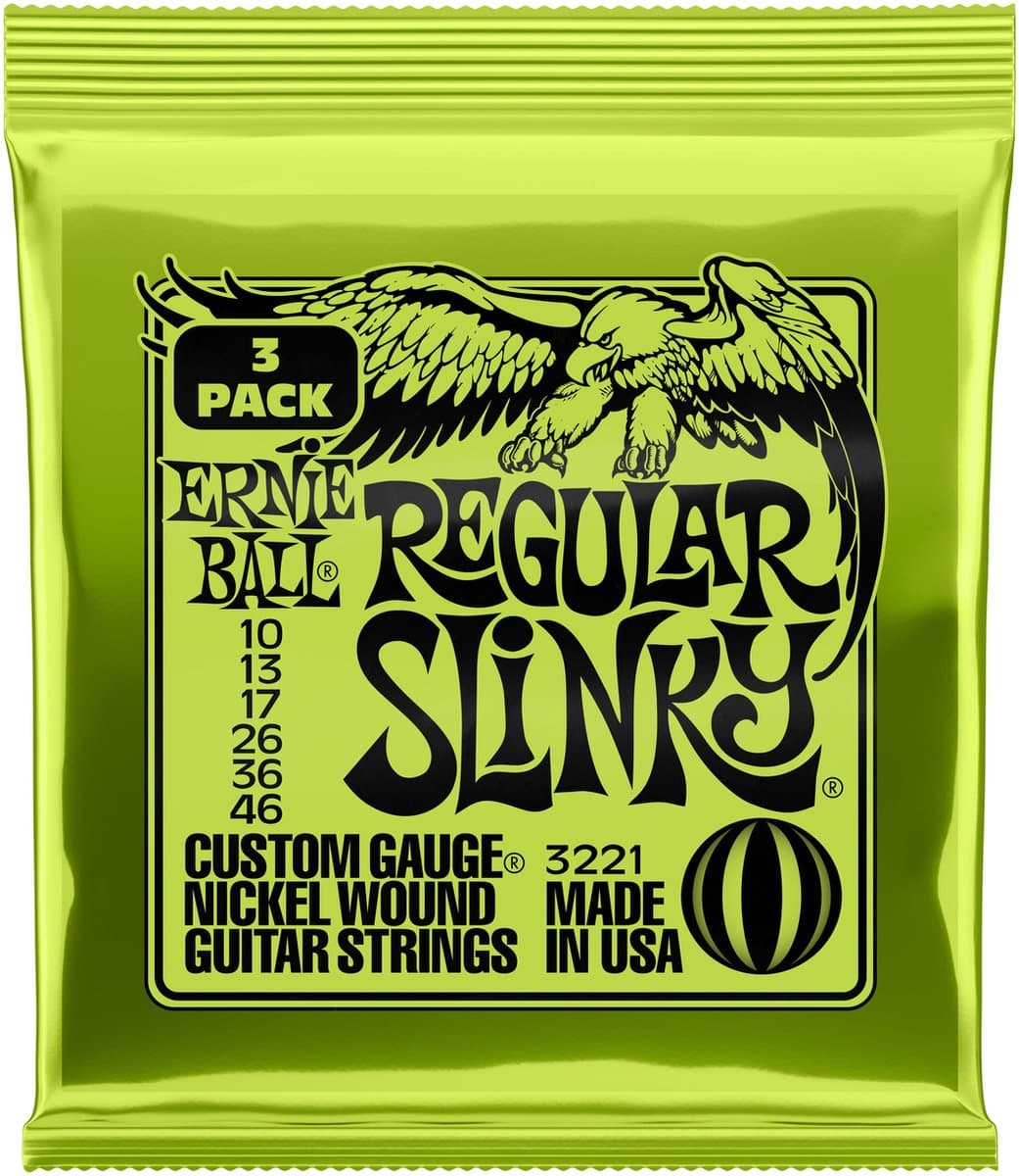 Ernie Ball Regular Slinky - Elektrische Gitaarsnaren - 10-46 - 3-Pack - Nickel Wound — afbeelding 1