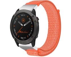 Stoffen nylon bandje geschikt voor Garmin Fenix 5 - Plus & Sapphire - Fenix 6 - Pro & Sapphire - Garmin Fenix 7 / 8 - 47mm / E - Garmin Epix Gen 2 - Quickfit 22 / 22mm band voor Garmin smartwatches - Horlogebandje - Polsband - oranje