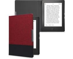kwmobile hoes geschikt voor Kobo Aura H2O Edition 1 - Canvas beschermhoes in donkerrood / zwart - Voor e-reader -
