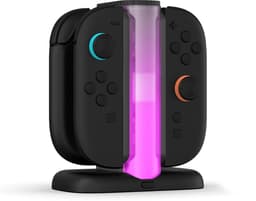 Charging Station - Geschikt voor Nintendo Switch 2 - Oplaadstation voor 4 Joy-Cons - Docking Station - Magnetisch - Inclusief USB-C Kabel - RGB Verlichting - LED-Indicator - Zwart — thumbnail 1