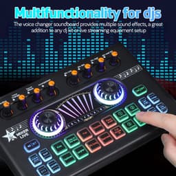 Professionele Audio Mixer Soundboard – 2-in-1 Podcast Set met Dubbele Microfoons & Voice Changer – Live Soundkaart voor Streaming, Gaming & DJ – Compatibel met PC & Telefoon — thumbnail 4