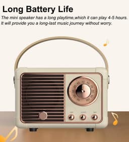 Retro Bluetooth-luidspreker, draagbare draadloze luidspreker, helder stereogeluid, rijke bas, vintage design, perfect verjaardagscadeau voor een meisje (roze). — thumbnail 5