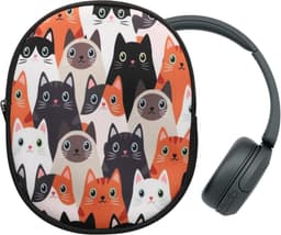 Hoofdtelefoonhoes Beschermende Tas voor Over-Ear Headset 23 x 18 cm Katten Design — thumbnail 1