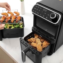 Heteluchtfriteuse met Dubbele Kamer 11L Verticaal XL 2460W Digitale Programma's — thumbnail 2