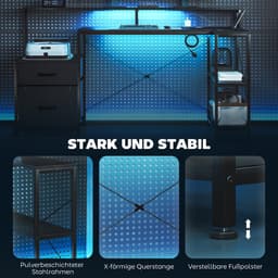 Homcom Gaming Desk-Spaanplaat, Staal-165L x 80B x 91,5H cm-Zwart — thumbnail 3