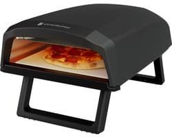KitchenBrothers Pizza Oven - Elektrisch - Tafelmodel - PFAS-vrij - Inklapbaar - Pizzasteen - Pizza maker - Pizzaoven voor Buiten en Binnen - Zwart/Grijs
