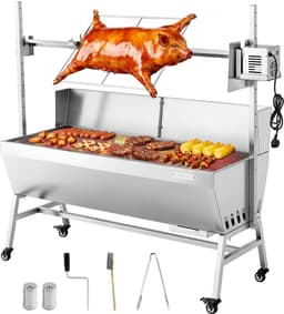 VEVOR Rotisserie Grill 38W Speenvarken Grill Lam Grill Houtskool Grill (1218 mm Grilllengte) met 60 Kg Draagvermogen & Wielen & 4-Voudige Hoogteverstelling & Beschermhoes, Elektrische Grillset Voor Kamperen — thumbnail 1