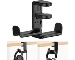 Headset houder voor bureau 360 graden draaibaar met kabelorganizer - zwart - gaming accessoire.