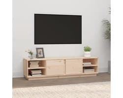 TV Kast Hout - Lowboard Televisiekast - Opbergen Media - Massief Grenenhout - 156x40x40 cm - Natuurlijk