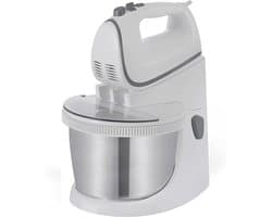 SAVI® Mixer met Mengkom - Keukenmachine - Keukenrobot - Inclusief Accessoires - Antraciet - Wit/Zilver - 25cm x 25cm x 32cm