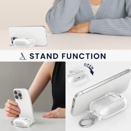 kwmobile Transparante hoofdtelefooncase voor Apple Airpods Pro 3 hoes - Headphones TPU cover met standaardfunctie en veiligheidsvergrendeling - transparant — thumbnail 3