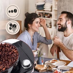 SNJY® Koffiemachine met Bonen - Volautomatische Koffiemachine - Espressomachine - Koffiezetapparaat Bonen - 900 W - Zwart/Zilver — thumbnail 4