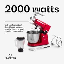 Keukenmachine 3-in-1 - Mixer Deegmaker - Bakken en Koken - Krachtige 2000 Watt Motor - 10L Kom - Rood — thumbnail 5