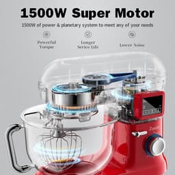 Keukenmachine 1500W met 5,5 L kom, LCD-display en 6 snelheden voor bakken en kneden — thumbnail 3