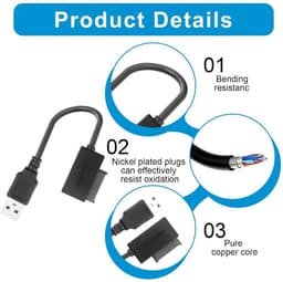 SATA naar USB Adapter - Plug & Play 13-pins Kabel voor Externe HDD, SSD en CD/DVD-ROM Speler — thumbnail 4